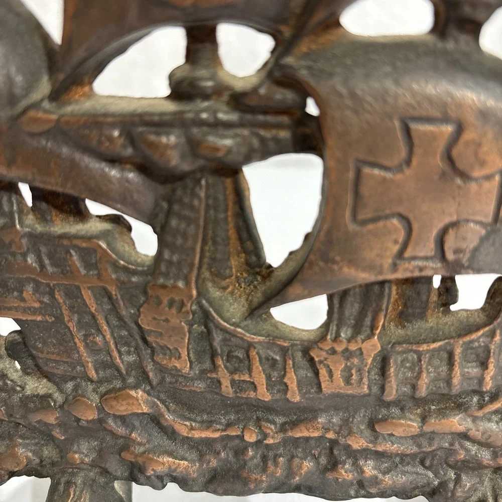 Vintage Cast Iron Spanish Galleon Ship Doorstop 7x7x3